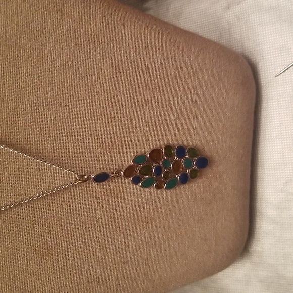 Stained Glass Look Necklace with Earrings Set - Picture 2 of 3